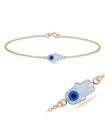 Evil Eye Hamsa Shape Silver Bracelet BRS-205-RO-GP